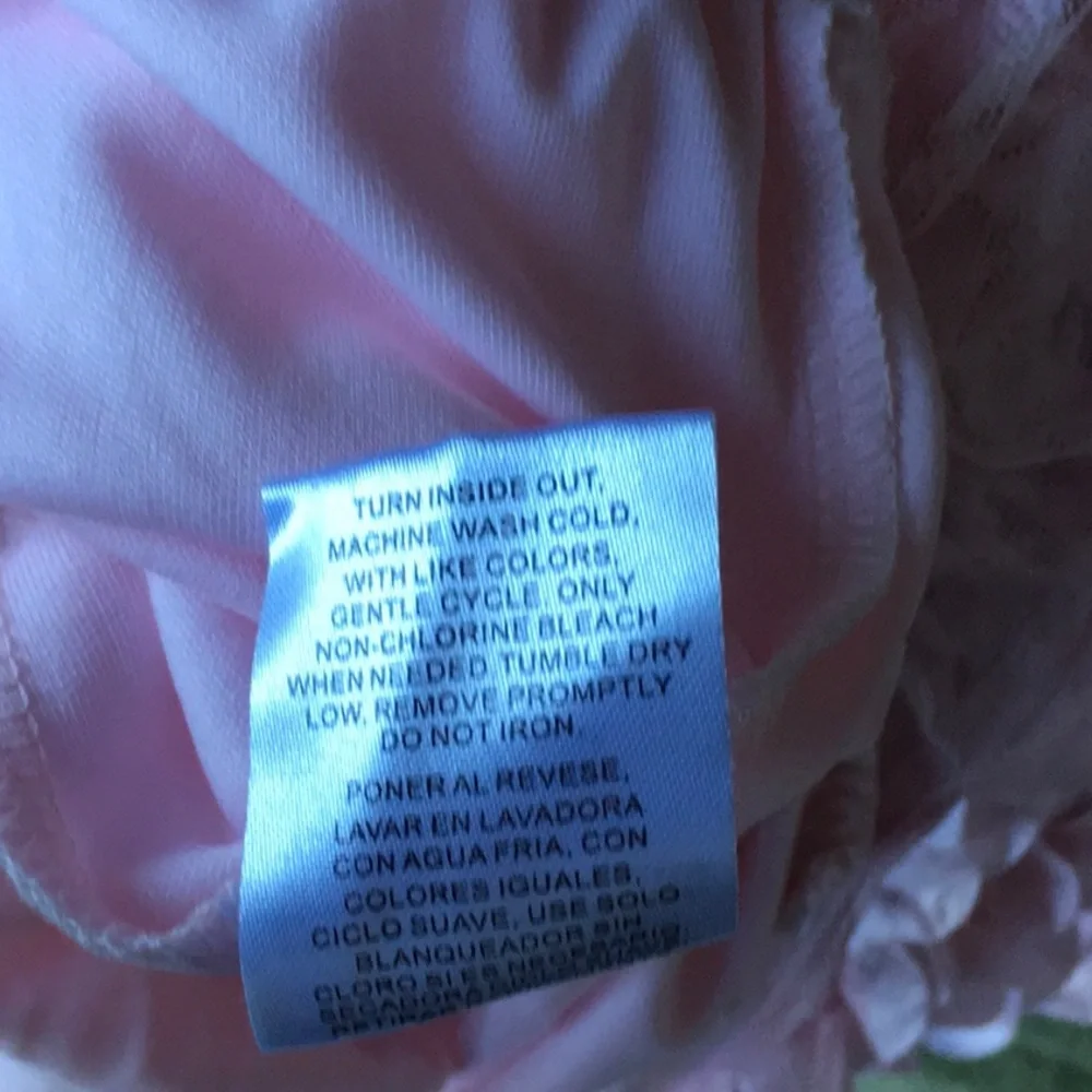 Pink Baby dress, 6-9 Month, rosette petals, Soft,nylon,bottom snaps. washable. - Picture 8 of 11